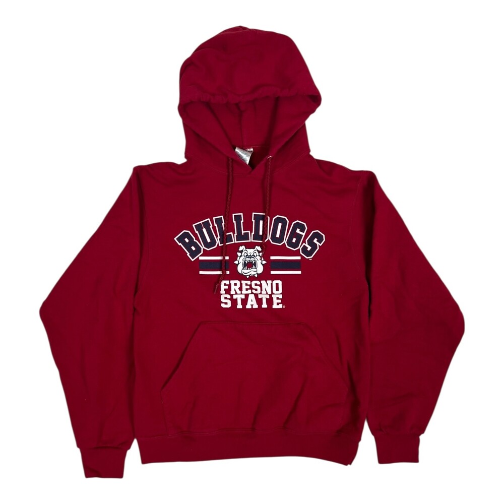 Vintage Fresno State Bulldogs Hoodie Sweatshirt Size Small Red Y2K Spell Out
